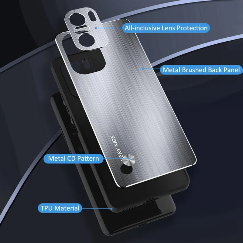 Slipat mobilskal för Xiaomi Redmi K40 / K40 Pro / Poco F3 / Mi 11i, TPU-ram av aluminiumlegering med dammtät bakplatta - Silver