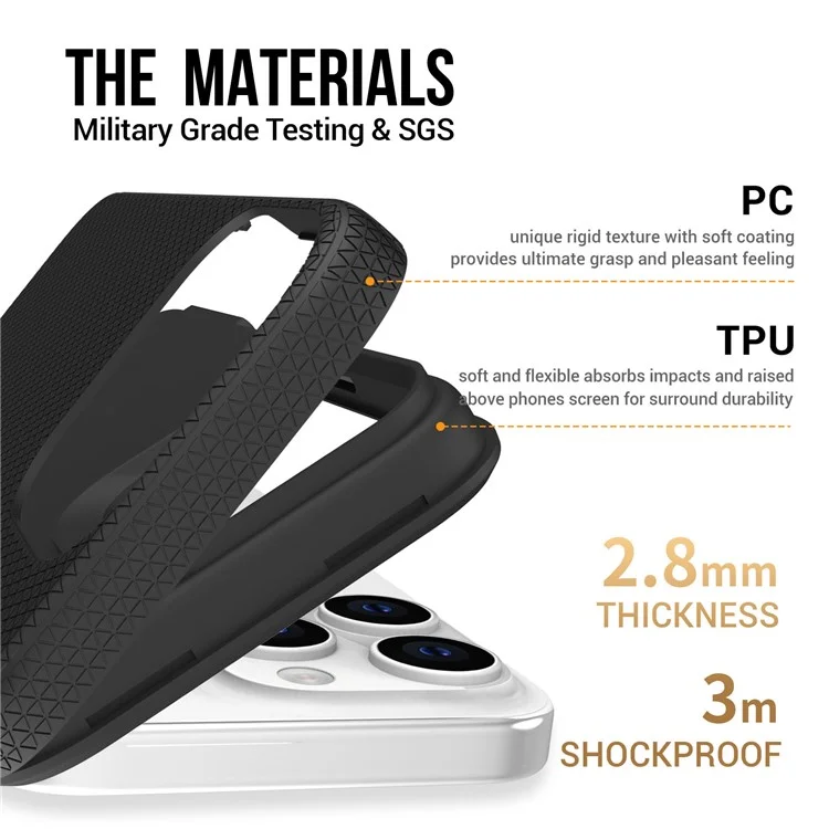 Für iPhone 16 Pro Max Case TPU+PC Handyhülle Ecken stoßfest - Schwarz