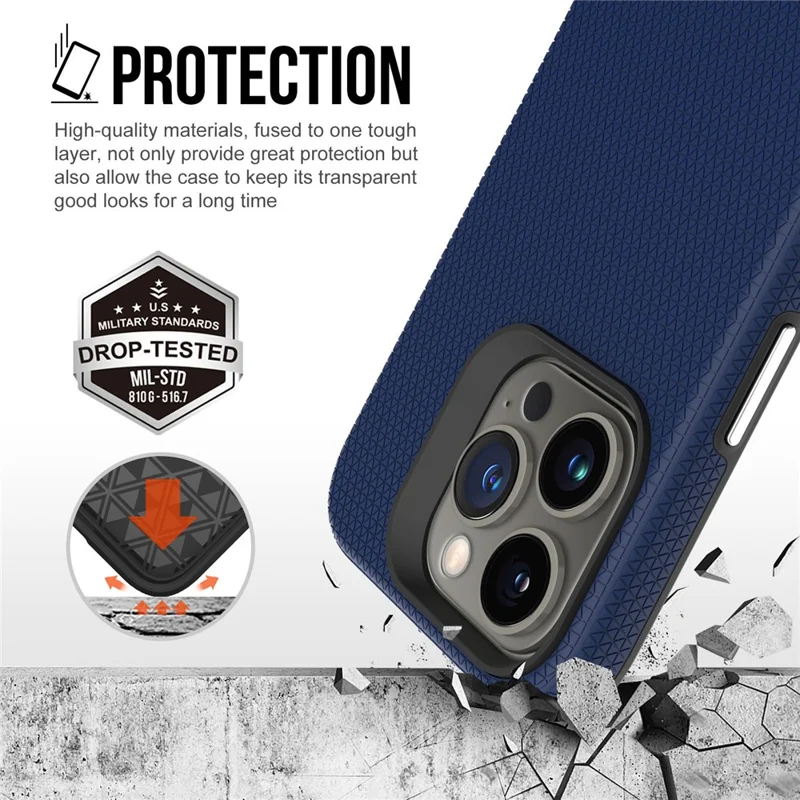 Чехол для iPhone 16 Pro, TPU+PC, четыре угла, противоударный, Navy Blue