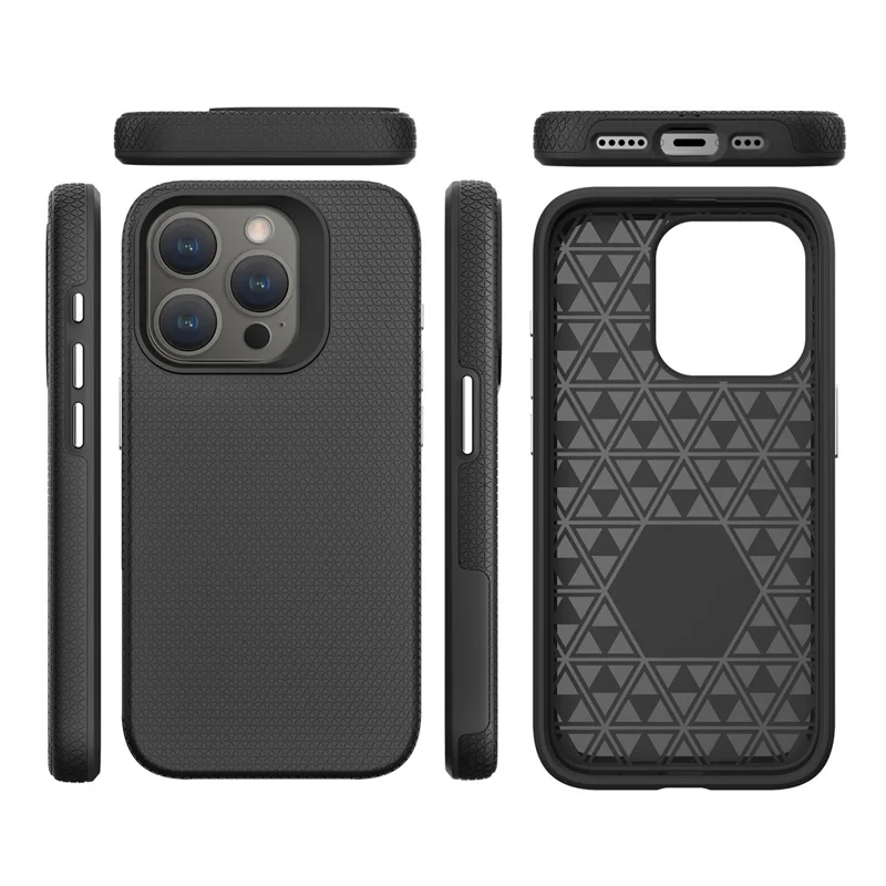 For iPhone 16 Pro Case TPU+PC Four Corner Anti-drop Phone Cover - Black