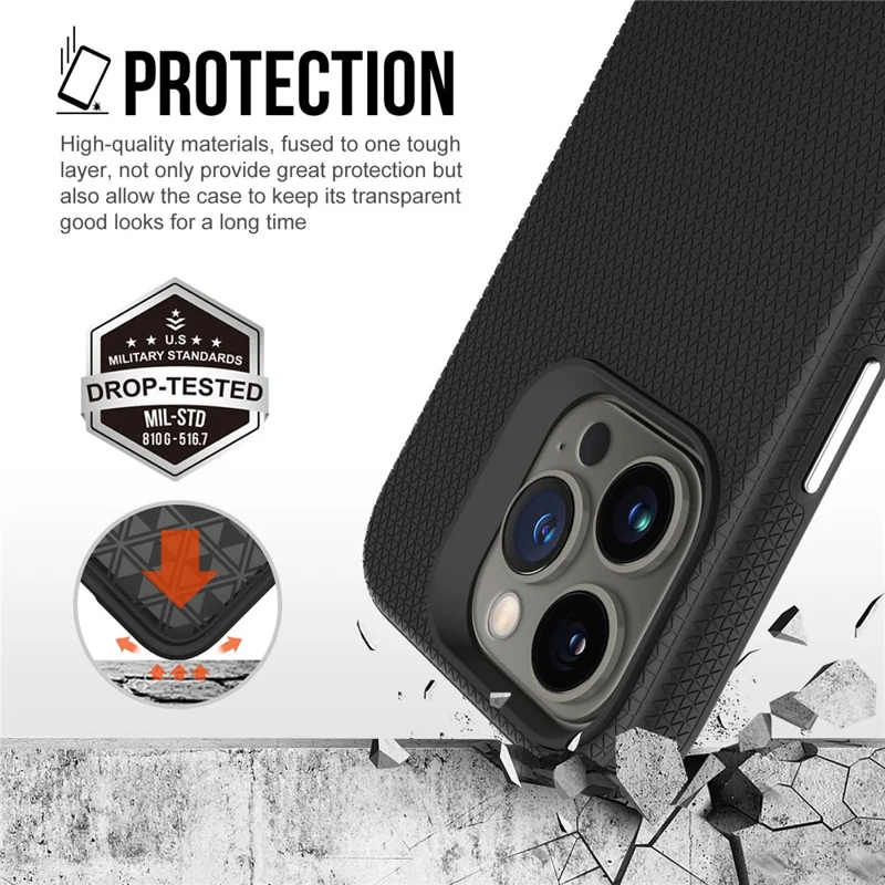 For iPhone 16 Pro Case TPU+PC Four Corner Anti-drop Phone Cover - Black