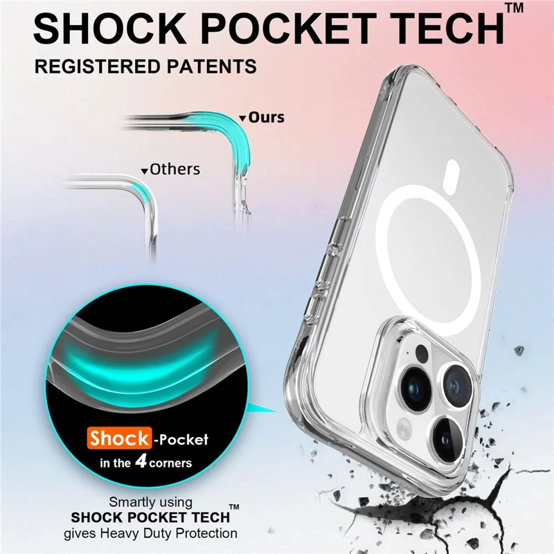 For iPhone 16 Pro Case Compatible with MagSafe TPU+PC Clear Phone Cover