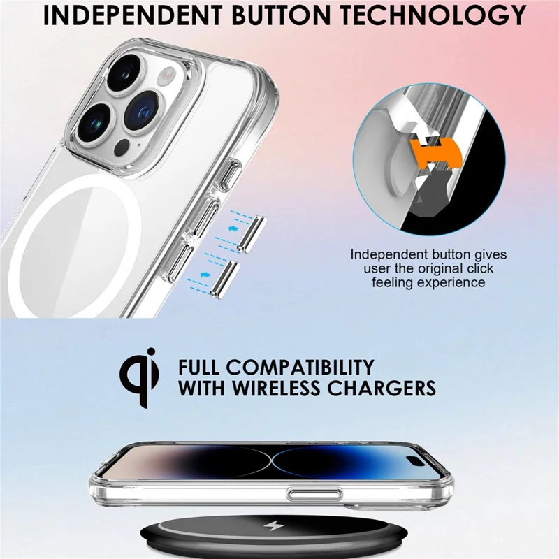 For iPhone 16 Pro Case Compatible with MagSafe TPU+PC Clear Phone Cover