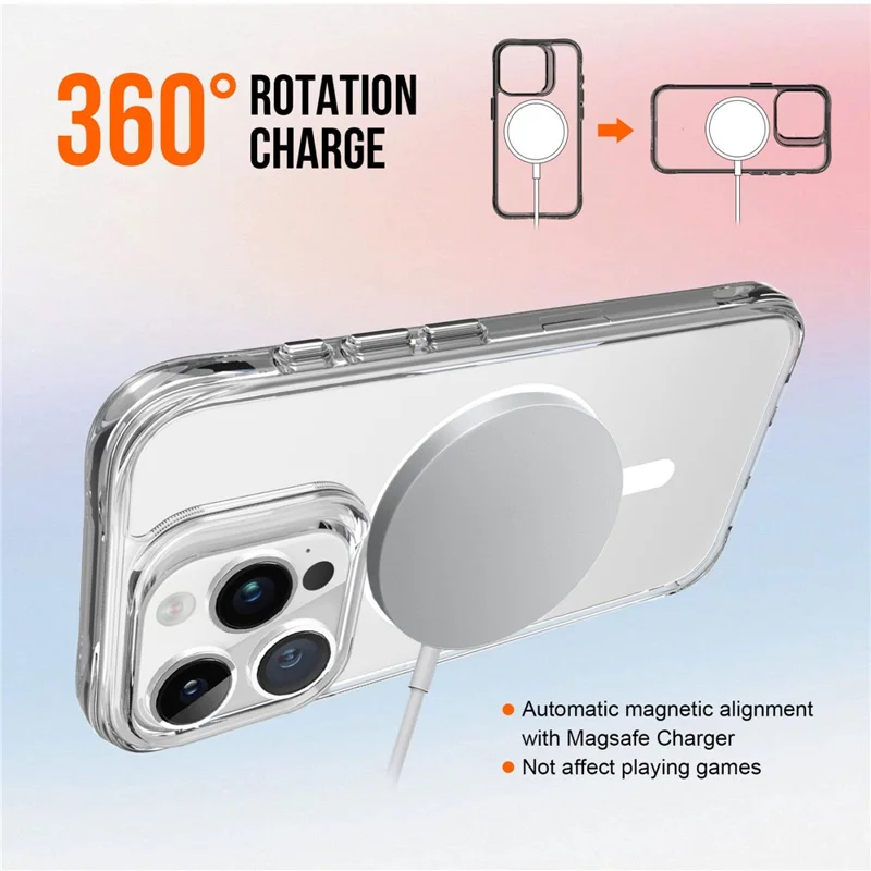 For iPhone 16 Pro Case Compatible with MagSafe TPU+PC Clear Phone Cover