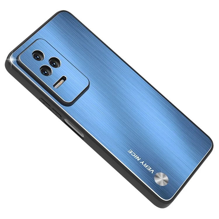 Brushed Phone Case for Xiaomi Redmi K50 Pro / K50, Aluminium Alloy Back Drop-proof Cover TPU Frame Phone Shell - Blue