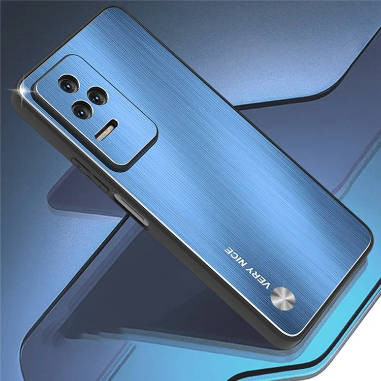 Capa de Telefone Escovada Para Xiaomi Redmi K50 Pro / K50, Liga de Alumínio Traseira Capa à Prova de Gota TPU Frame Phone Shell - Azul