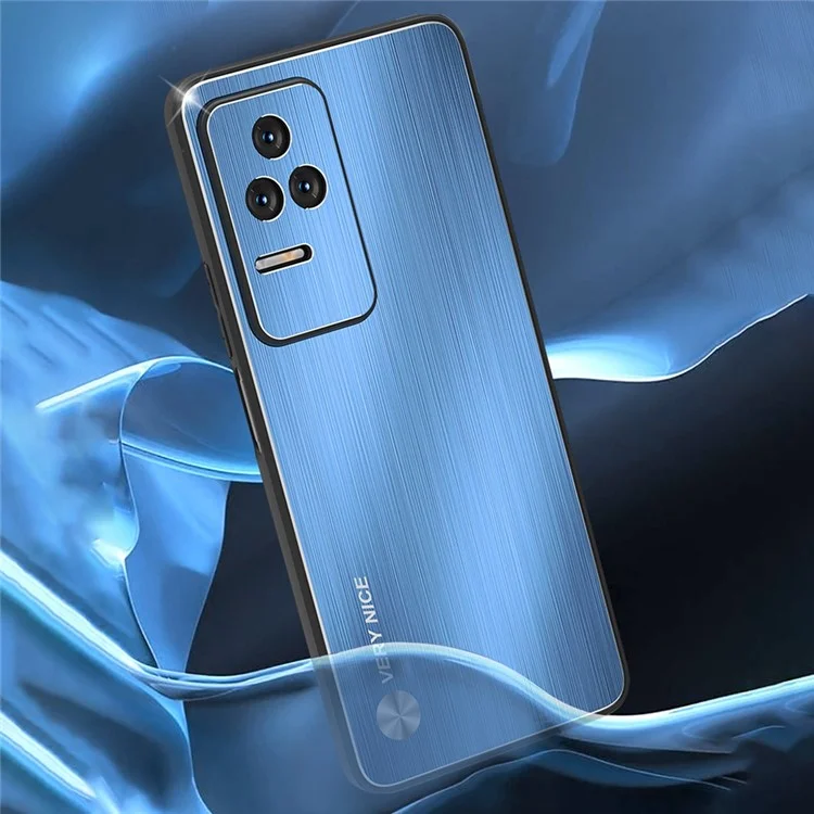 Capa de Telefone Escovada Para Xiaomi Redmi K50 Pro / K50, Liga de Alumínio Traseira Capa à Prova de Gota TPU Frame Phone Shell - Azul