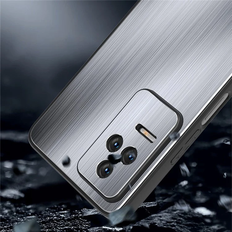 Capa de Telefone Escovada Para Xiaomi Redmi K50 Pro / K50, Liga de Alumínio Traseira Capa à Prova de Gota TPU Frame Phone Shell - Azul