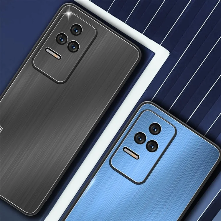 Capa de Telefone Escovada Para Xiaomi Redmi K50 Pro / K50, Liga de Alumínio Traseira Capa à Prova de Gota TPU Frame Phone Shell - Azul