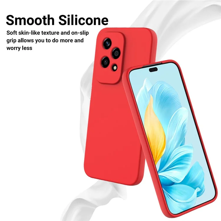 For Honor 200 Lite Case con Cinturino Custodia per Telefono in Silicone Liquido con Protezione per la Fotocamera - Rosso