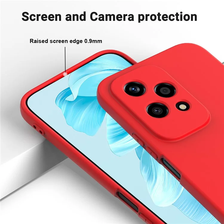For Honor 200 Lite Case con Cinturino Custodia per Telefono in Silicone Liquido con Protezione per la Fotocamera - Rosso