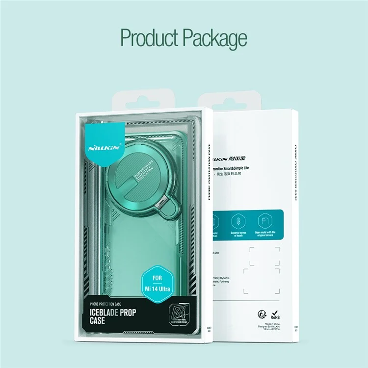 NILLKIN Iceblade Prop für Xiaomi 14 Ultra Case PC+TPU Phone Shell mit Kameraabdeckung und Ständer - Grün