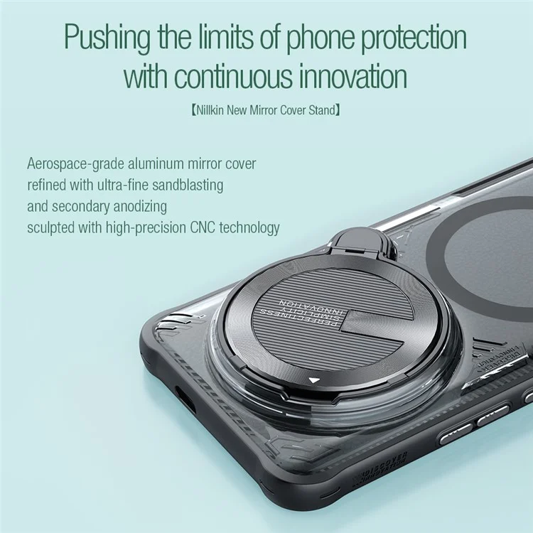 NILLKIN ICELADE Prop Magnetic Series for Xiaomi 14 Ultra Magneitc Case Kickstand PC+TPU Phone Cover with Lens Lid - Green