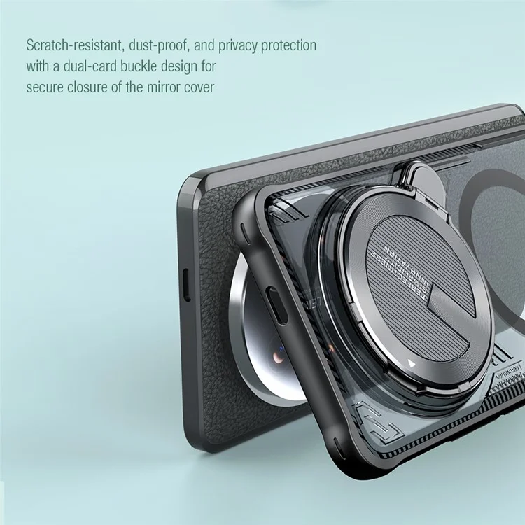 NILLKIN ICELADE Prop Magnetic Series for Xiaomi 14 Ultra Magneitc Case Kickstand PC+TPU Phone Cover with Lens Lid - Green
