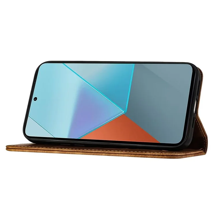 Para Xiaomi Redmi Note 13 Pro 5G / Poco X6 5G Capa Borboleta Gato Impresso Capa de Telefone de Couro Flip - Marrom