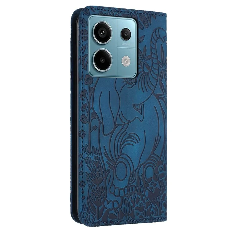 For Xiaomi Redmi Note 13 Pro 5G / Poco X6 5G Case Elephant Pattern Leather Phone Cover - Blue