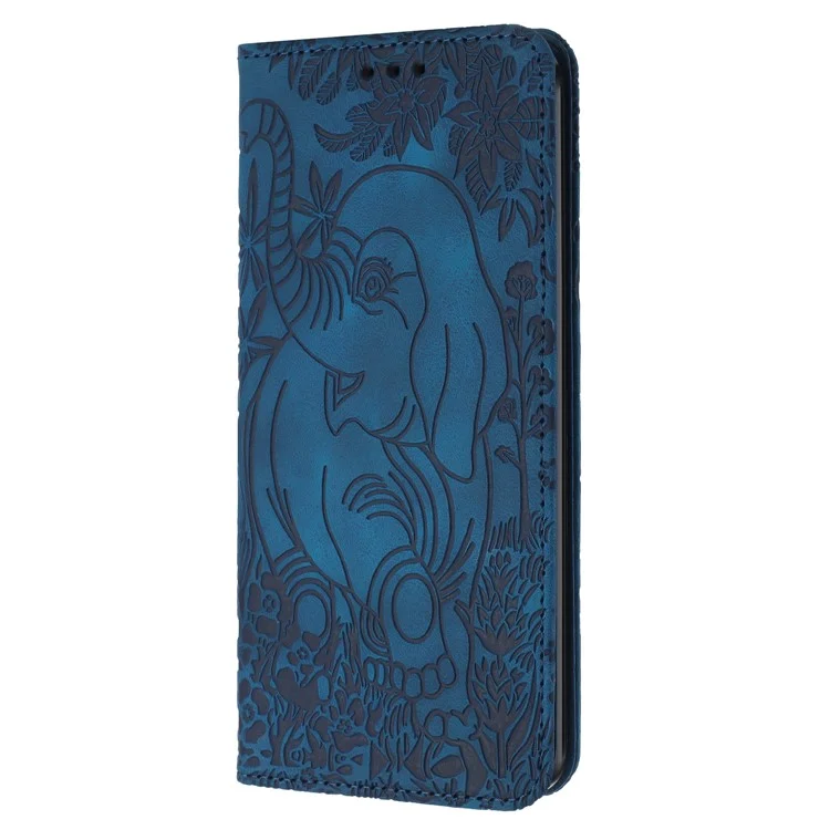 For Xiaomi Redmi Note 13 Pro 5G / Poco X6 5G Case Elephant Pattern Leather Phone Cover - Blue