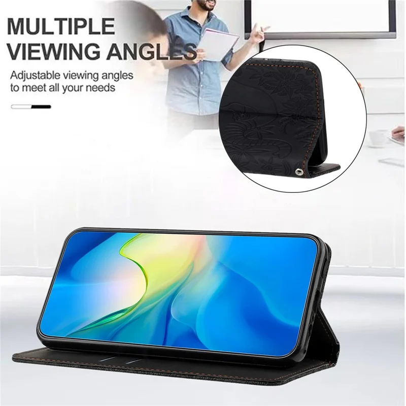 Voor Xiaomi Redmi Note 13 Pro 5G / Poco X6 5G hoesje met olifantpatroon Lederen telefoonhoes - Zwart