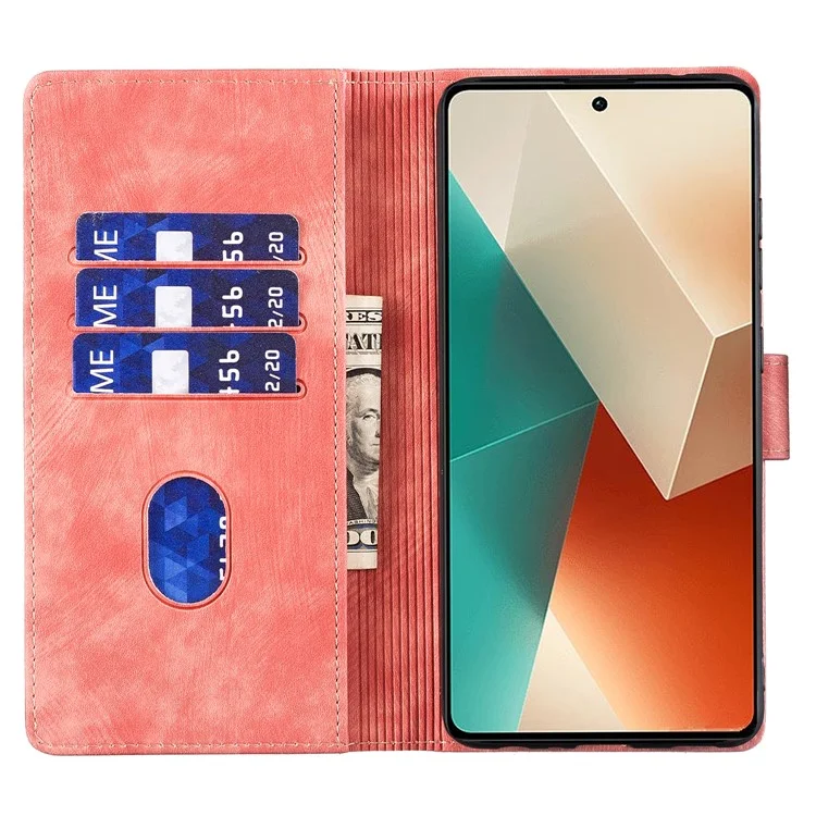 Für Xiaomi Redmi Note 13 5G Case Love Heart Cat Imprinted Leather Phone Cover mit Kartenfächern Ständer - Pink