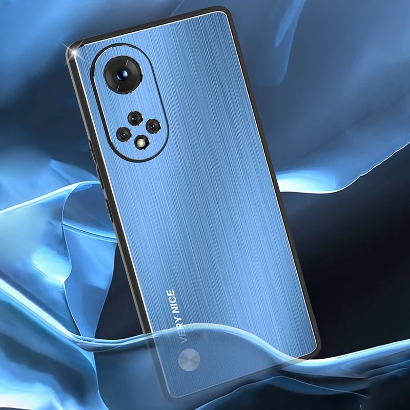 Brushed Surface Phone Case for Honor 50, Precise Cutout TPU Edge Aluminium Alloy Back Protective Cover - Silver