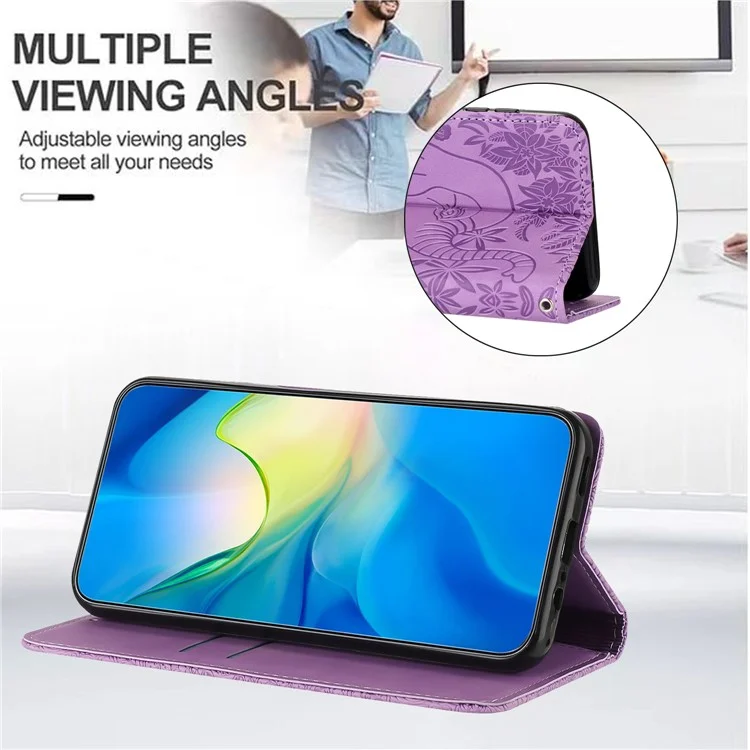 For Xiaomi Redmi Note 13 5G Leather Case Elephant Pattern Wallet Phone Cover - Purple