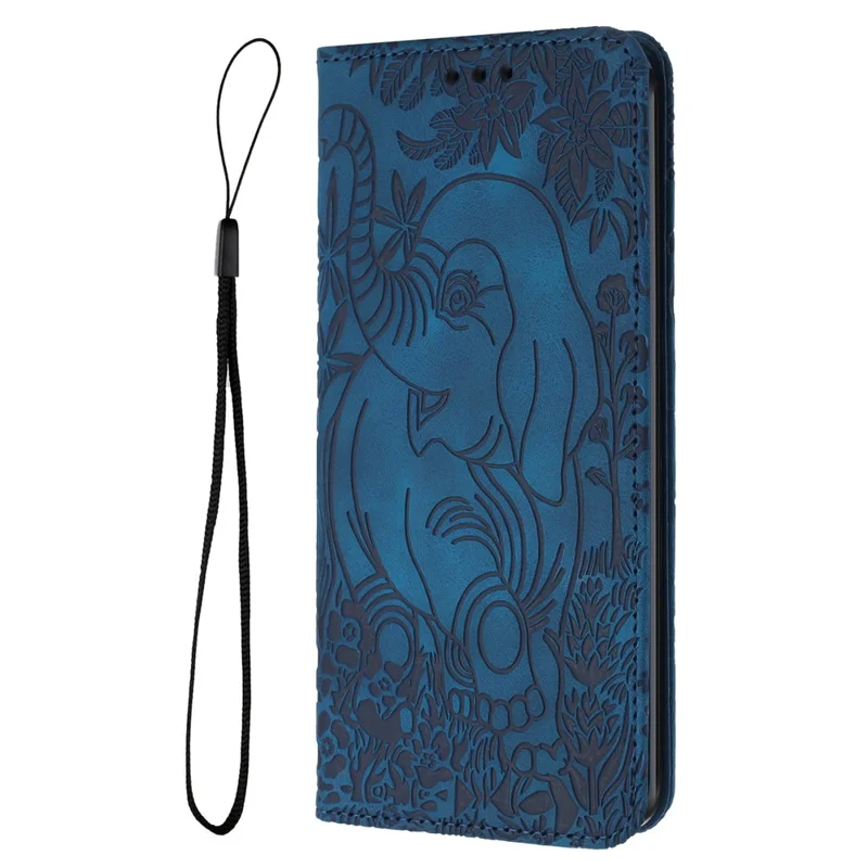 For Xiaomi Redmi Note 13 5G Leather Case Elephant Pattern Wallet Phone Cover - Blue