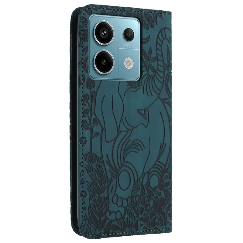 Para Xiaomi Redmi Note 13 5G Estuche de Cuero Patrón de Elefante Funda de Teléfono Billetera - Verde