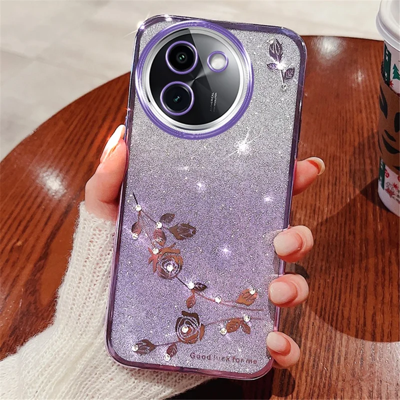 KADEM Für vivo Y200i 5G TPU-Hülle Glitzer-Strass-Schutzhülle - Lila