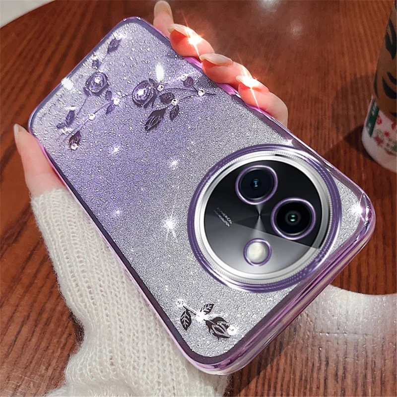 KADEM Für vivo Y200i 5G TPU-Hülle Glitzer-Strass-Schutzhülle - Lila