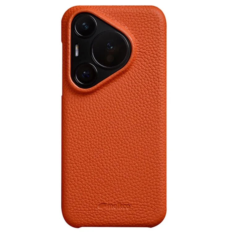 MELKCO para Huawei Pura 70 Pro / Pura 70 Pro+ Carcasa de Cuero Genuino de Vaca Slim Back Cover - Naranja