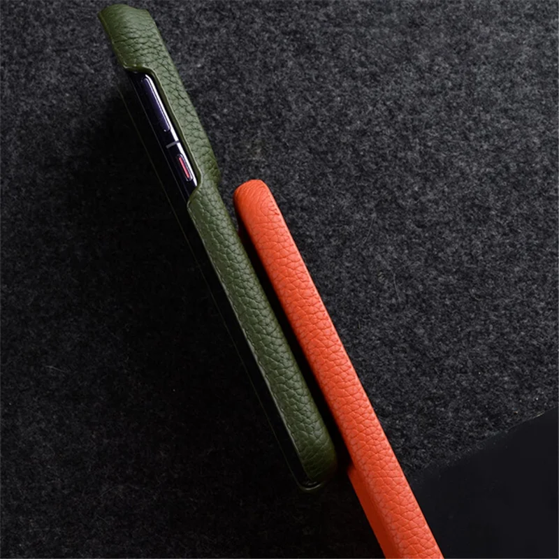 MELKCO Para Huawei Pura 70 Pro / Pura 70 Pro+ Capa Slim de Couro Genuíno de Vaca - Cinza