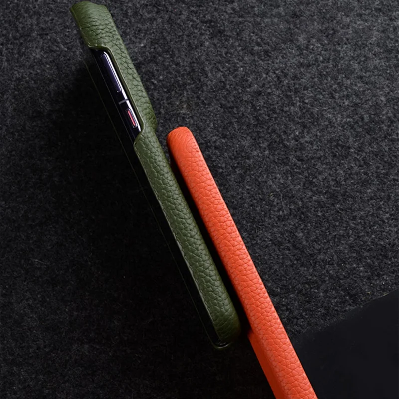MELKCO para Huawei Pura 70 Ultra Carcasa Incompleta en los Bordes Genuino Cuero Vacuno Revestido PC Funda Móvil - Rojo