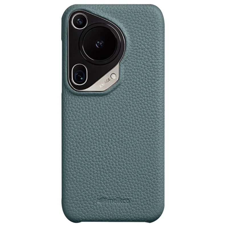 MELKCO Para Huawei Pura 70 Ultra Case Borda Incompleta Couro Legítimo de Vaca Revestido de PC Capa de Telefone - Azul Bebê