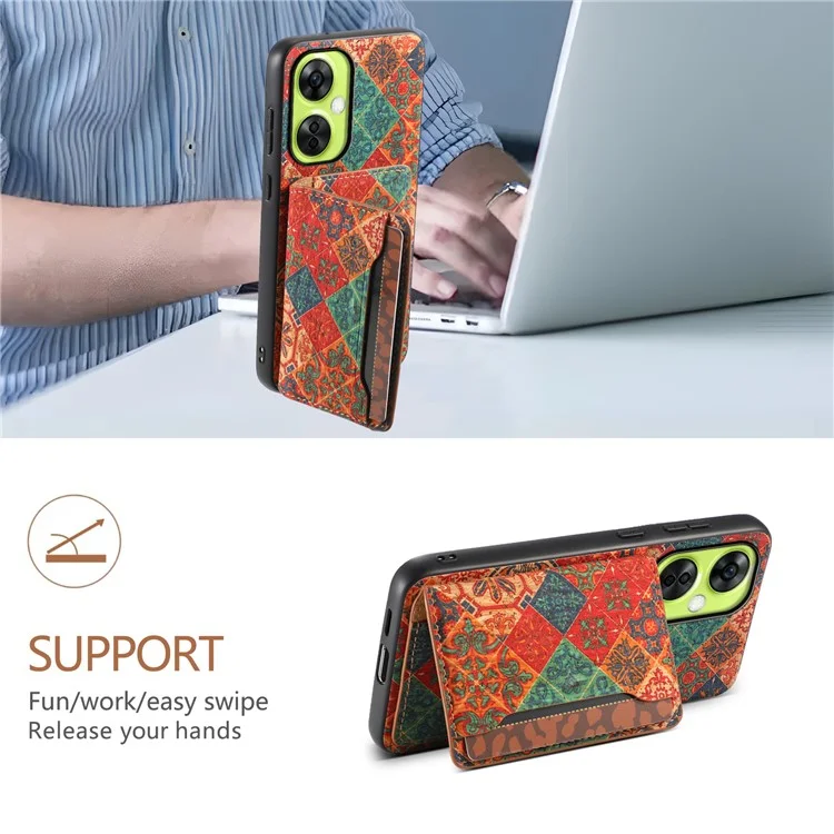For OnePlus Nord CE 3 Lite 5G / N30 5G Kickstand Case Card Slot PU+TPU+PC Phone Shell - Winter / Blue