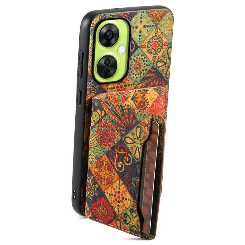 Per OnePlus Nord CE 3 Lite 5G / N30 5G Kickstand Case Card Slot PU+TPU+PC Phone Shell - Autunno / Giallo