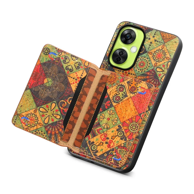 Per OnePlus Nord CE 3 Lite 5G / N30 5G Kickstand Case Card Slot PU+TPU+PC Phone Shell - Autunno / Giallo
