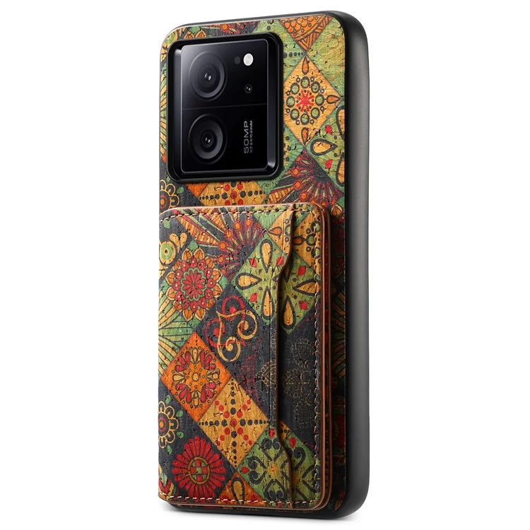 Per Xiaomi 13T / 13T Pro / Redmi K60 Ultra Custodia con motivo floreale, slot per schede, supporto per cavalletto PU+TPU+PC - Autunno / Giallo