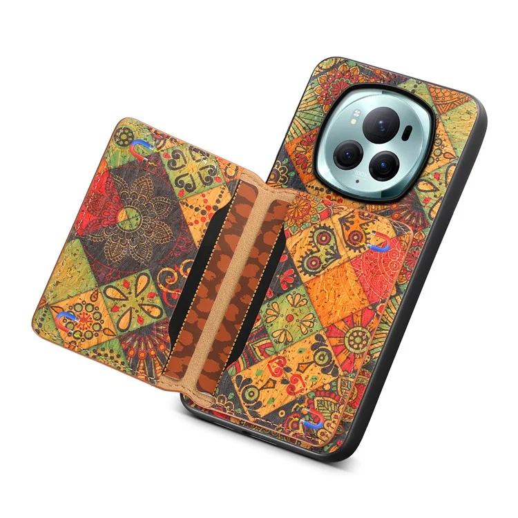 Per onore Magic6 Pro 5G Hybrid Case Floral Pattern Card Slot Kickstand Phone Shell - Autunno / Giallo