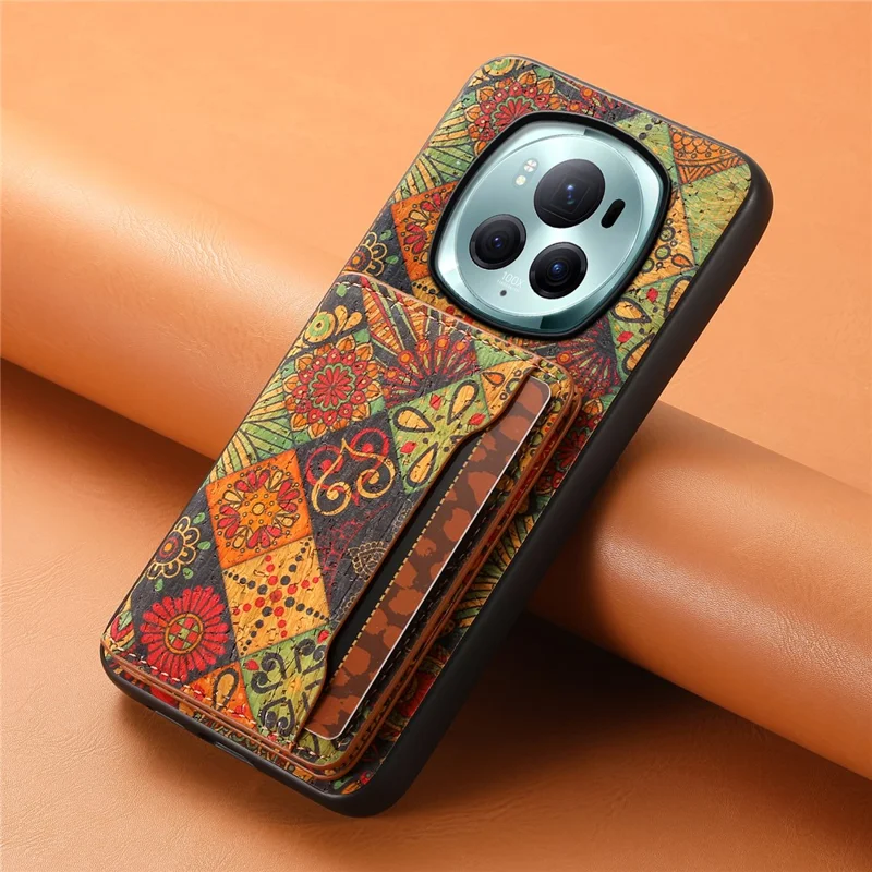 Per onore Magic6 Pro 5G Hybrid Case Floral Pattern Card Slot Kickstand Phone Shell - Autunno / Giallo