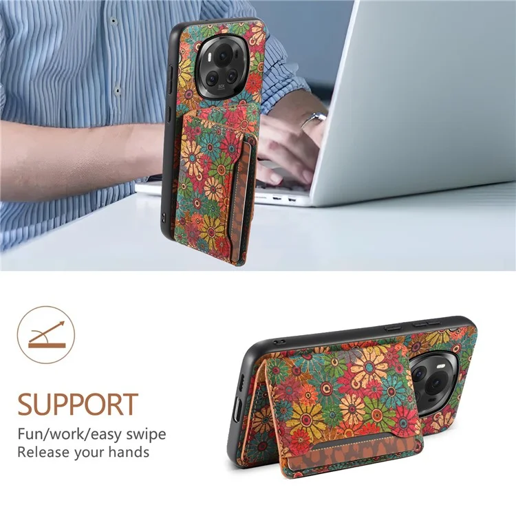 Coque For Honor Magic6 5G Kickstand en cuir + PC + TPU - Spring / Vert