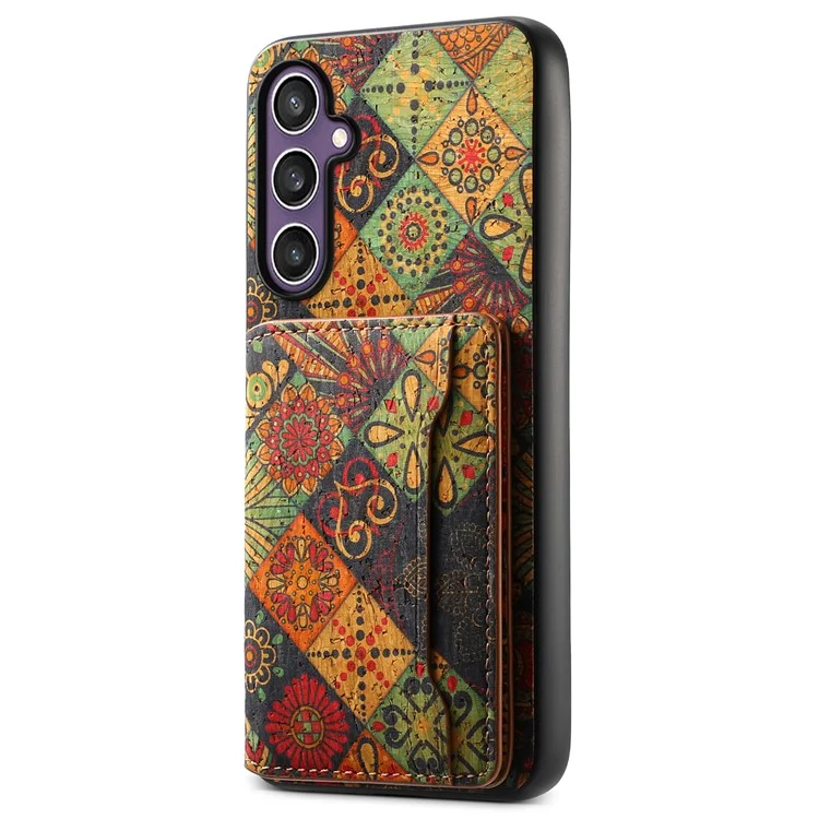 Для чехла Samsung Galaxy S24+ Case Pattern Print Card Slot Kickstand PU+TPU+PC Phone Cover - Autumn / Yellow