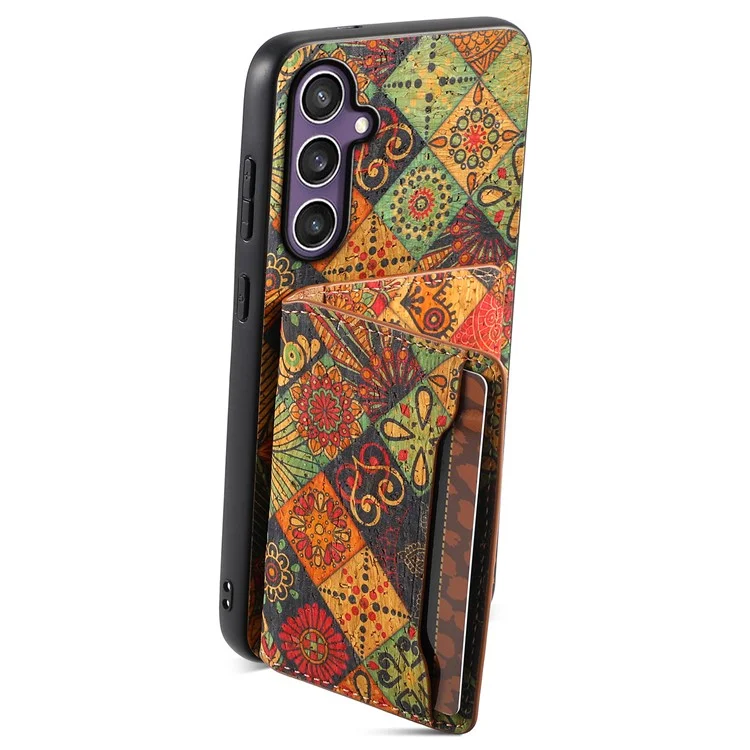 Для чехла Samsung Galaxy S24+ Case Pattern Print Card Slot Kickstand PU+TPU+PC Phone Cover - Autumn / Yellow