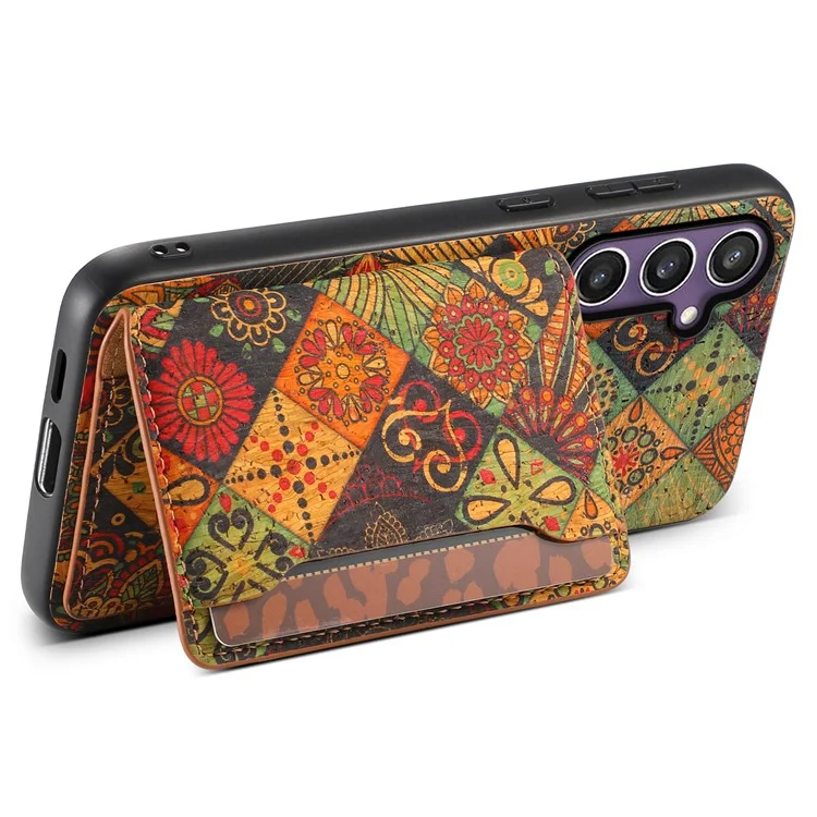 Для чехла Samsung Galaxy S24+ Case Pattern Print Card Slot Kickstand PU+TPU+PC Phone Cover - Autumn / Yellow