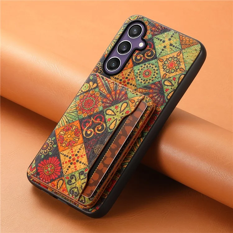 Для чехла Samsung Galaxy S24+ Case Pattern Print Card Slot Kickstand PU+TPU+PC Phone Cover - Autumn / Yellow