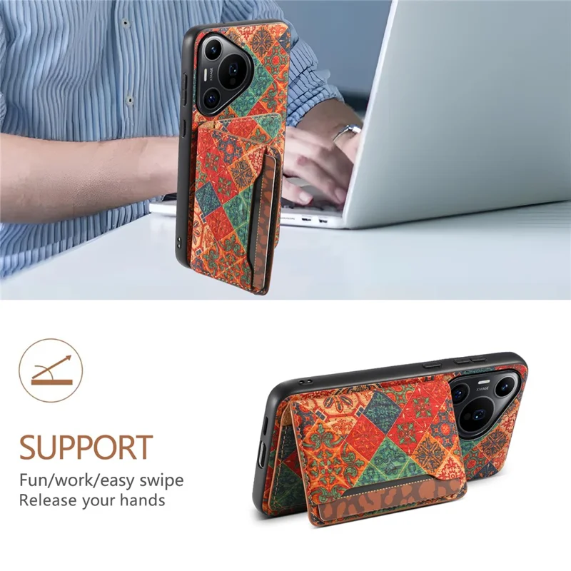 For Huawei Pura 70 Pro / 70 Pro+ Case Floral Pattern Hybrid Phone Cover with Card Slot Kickstand - Winter / Blue