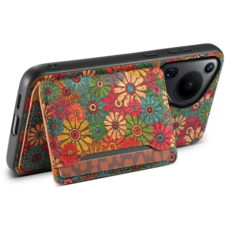 Para Huawei Pura 70 Ultra Case com Porta-cartão Flor em Flor Capa de Telefone de Couro - Primavera / Verde