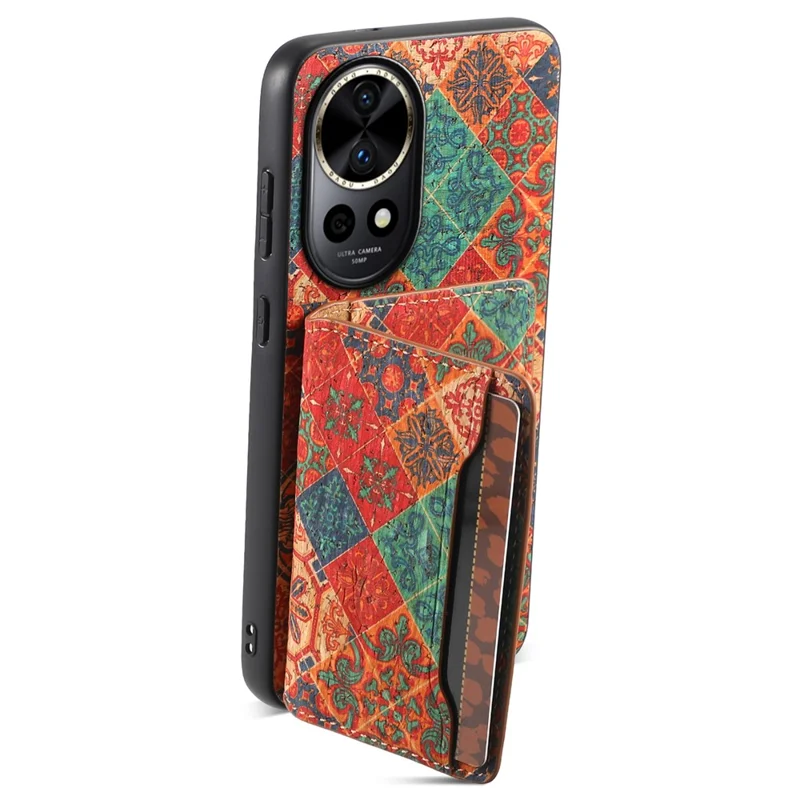 Für Huawei nova 12 Pro 5G / nova 12 Ultra 5G Hülle Leder Rückseite Blumen Design Kartenfächer Ständer - Winter / Blau