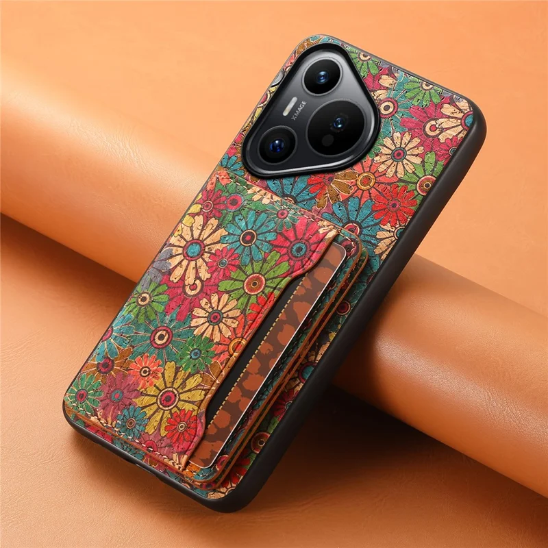 For Huawei Pura 70 Case Blooming Flower Pattern PU Leather Phone Cover - Spring / Green