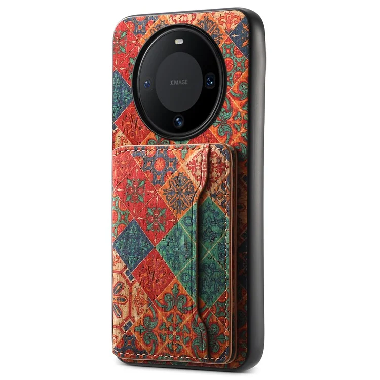 Для Чехла Huawei Mate 60 с цветочным узором из искусственной кожи со стойкой и держателем для карт - Зима / Синий
