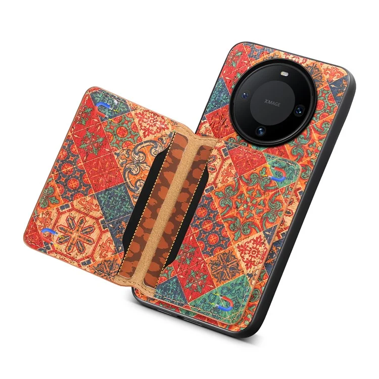 Для Чехла Huawei Mate 60 с цветочным узором из искусственной кожи со стойкой и держателем для карт - Зима / Синий